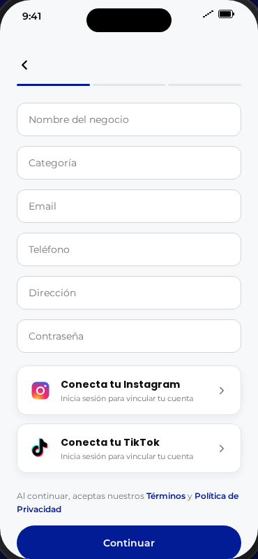 Onboarding para negocios en Spot